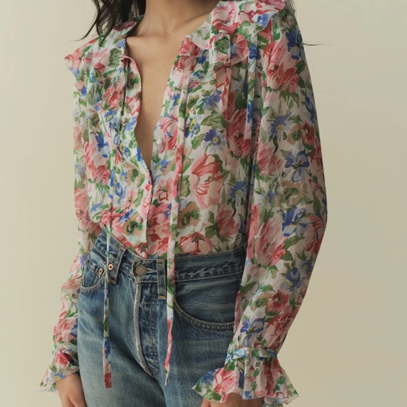 Doen Solange Silk Floral Top - Small - Picture 1 of 5